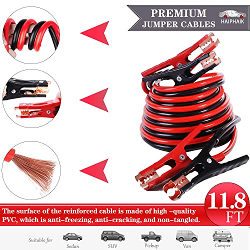 HAIPHAIK Car Emergency Kit with 11.8ft Jumper Cables, Roadside Safety Kit - size: XXXL-014