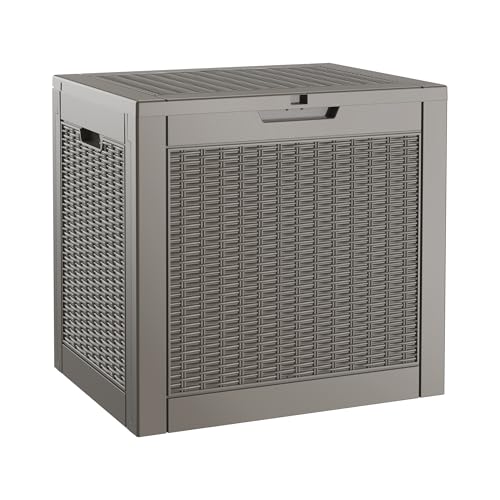 Outdoor Storage Box Waterproof, 35 Gallon Deck Box for Patio Storage - color: Rattan Gray, style: 35Gallon