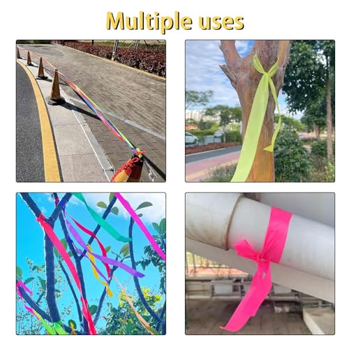 4 Pcs Orange Flagging Tape, 0.78" x788' Non-Adhesive Marking Tape | Plastic Ribbon Neon Tapes for Boundaries and Hazardous Areas, Tree Marking, Hunting, Trail Marking - color: 4PCS,Orange