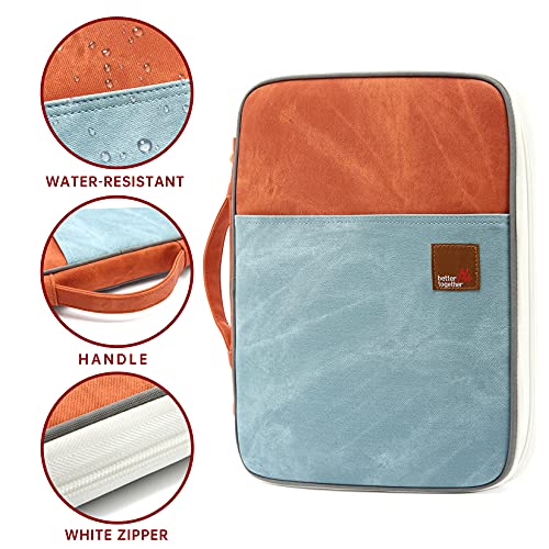 Lanola A4 Document Bags Portfolio Waterproof Business File Holder Travel Gear Organizer Electronics Accessories Bag - color: Khaki and Light Blue