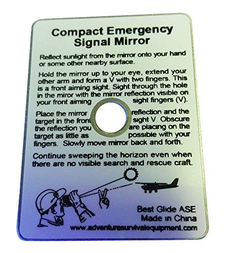 Best Glide ASE Compact, Military Grade, Stainless Steel, Emergency Signal Mirror (2 Pack)
