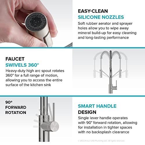 KRAUS Oletto Touchless Sensor Commercial Pull-Down Single Handle Kitchen Faucet with QuickDock Top Mount Assembly in Spot Free Antique Champagne Bronze, KSF-2631SFACB - color: Spot-Free Antique Champagne Bronze, style: Touchless Commercial Style