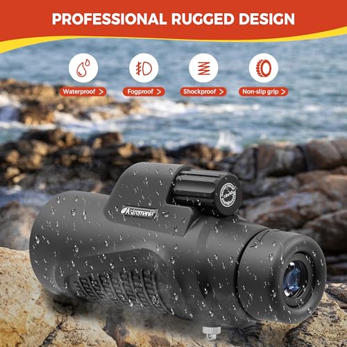 Astromania Monocular Telescope High Power 10x42 Compact Monoculars K9 Prism | Waterproof Fogproof Shockproof, Hand Strap, High Powered Compact Monocular for Adult, Bird Watching Hunting Camping Monocular - size: 10x42