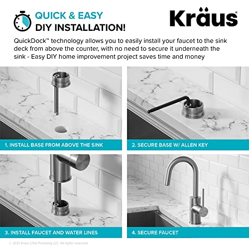 KRAUS Oletto Single Handle Kitchen Bar Faucet with QuickDock Top Mount Installation Assembly in Spot Free Antique Champagne Bronze, KPF-2600SFACB - color: Spot-Free Antique Champagne Bronze, style: Bar Faucet