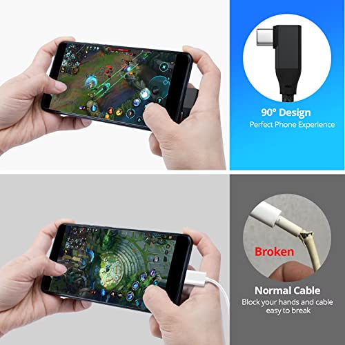 USB C Right Angle Cable 100W 1.6ft, 4K Video Short USBC to USBC 3.2 Cable | 20Gbps Type C PD Charging Fast Charge Cord for iPhone 17 16 15 Pro Max iPad Pro/AIR/Mini MacBook Galaxy S26 S25 S24 - color: Black, size: 1.6FT