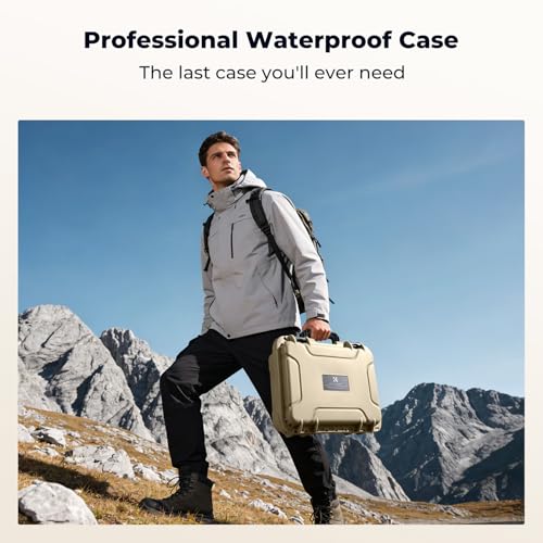K&F CONCEPT Waterproof Hard Case, IP67 Protective Case with Pre-Scored Foam - color: Khaki