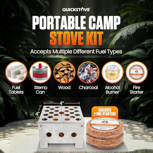Portable Stove Kit with Camping Pot & 2 Fire Starters, Lightweight Stainless Steel Wood Burning Stove for Emergency Preparedness, Survival Supplies, Camping Gear & Outdoor Cooking - color: Stove, Camping Pot & 2 FirestartersFBM