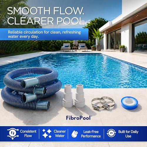 Filter Hose Kit - Clamps & Adapters - 1.5 in x 3 ft 2 Pack - PTFE | Above Ground Pool Systems, Sand And Pump Connections, Thread Seal Tape Included, Flexible Leak Resistant Design - size: 1.5" - 3 Feet (2 Pack)