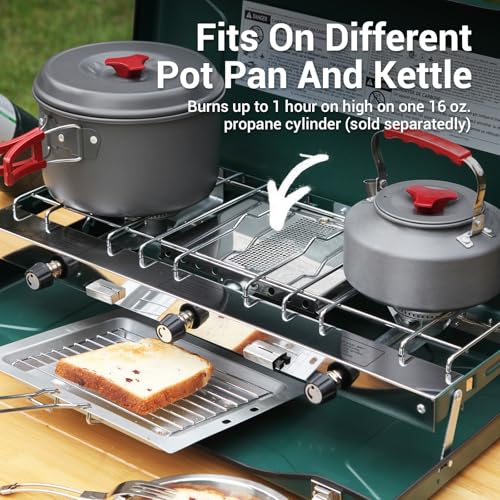 FineFlame Camping Stove, Propane Portable Camp Stove, 20400BTU-3 Burners - color: Green-3 burner-20400BTU