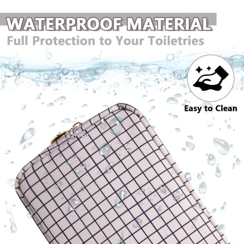 Small Makeup Bag Pouch for Purse，Nylon Travel Toiletry Storage Bag Preppy Checkered Cosmetic Bag for Women Girls，Waterproof Makeup Organizer Bag Pouch Skincare Bag with Zipper (Small-Checkered) - color: Checkered, size: Small