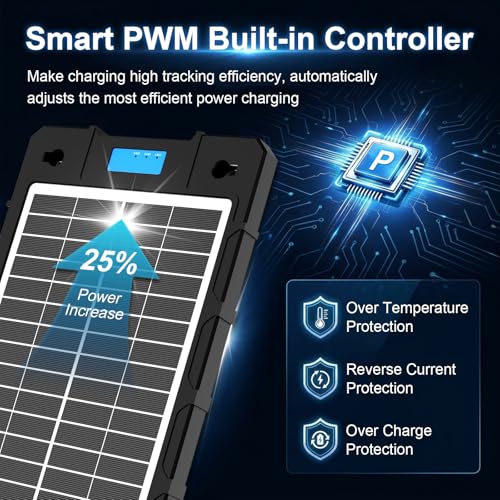7.5W Solar Car Battery Charger 12V Portable Waterproof Solar Panel Trickle Charger Maintainer with Smart PWM for Car, Automotive, Motorcycle, Boat, Marine, RV,Trailer, Snowmobile, etc. - color: 7.5W PWM Solar Battery Charger