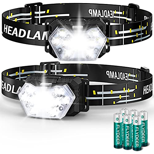 2000 Lumen 9 LED Headlamp 2 Pack, Ultra Bright Head Lamp with 6 Modes, IPX5 Waterproof Head Light, Lightweight Head Flashlight for Running Night-Walking Camping, 6 AAA Batteries Included - color: AAA, size: 2-Pack