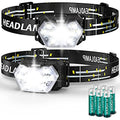 2000 Lumen 9 LED Headlamp 2 Pack, Ultra Bright Head Lamp with 6 Modes, IPX5 Waterproof Head Light, Lightweight Head Flashlight for Running Night-Walking Camping, 6 AAA Batteries Included - color: AAA, size: 2-Pack
