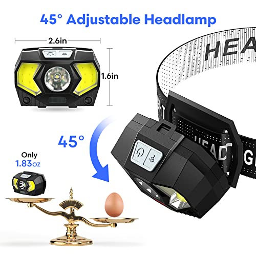 LED Headlamp 2 Pack,1500 Lumen Bright Head Lamp with 7 Modes,Lightweight and Adjustable Headlight for Head,IPX5 Waterproof Head Light for Adults Camping Outdoor, 6AAA Batteries Included - color: AAA-2 PACK