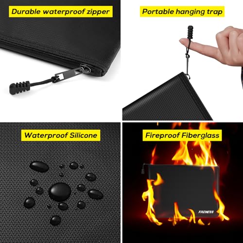 Fireproof Document Bag -2 Pack 8"x5" Non-Itchy Fireproof Money Bag, Waterproof Zipper Holder for Valuables, Fire & Water Resistant Safe Pouch for File,Cash,Passport,Keys - size: 2 Pack 8"x5"