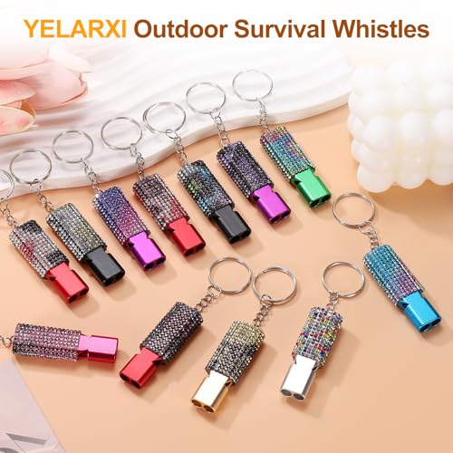 Bling Whistle, Metal Crystal Whistles with Key Ring Safety Emergency Rescue Signaling Loud - color: Blue/Blue Multicolor/Silver/Multicolor