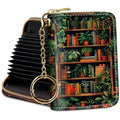 Yonlevres Credit Card Holder RFID Small Wallet Women Keychain Zipper - color: Book Plant