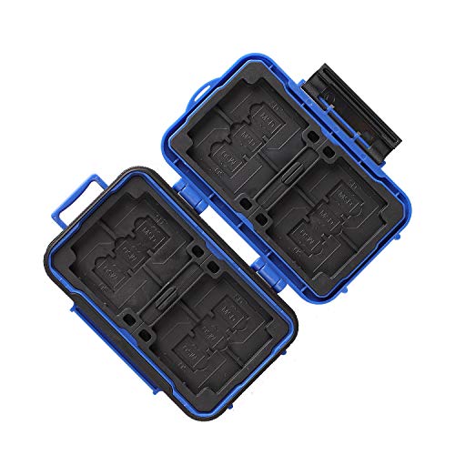 LYNCA 24 Slots Camera Memory Card Case Holder Water-Resistant Anti-Shock SD Card Case Holder Wallet for 8 SD Cards 4 CF Cards 12 Micro SD/TF Cards Storage Box, Compact Memory Cards Wallet (Blue) - color: Blue
