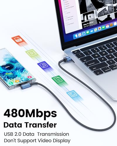 toocki USB C Cable Right Angle, 2-Pack 1.6ft USB A to USB C Charger Cable h | Blue, 90 Degree, Braided, Fast Charging, Carpaly Cord for iPhone17 Series, Samsung Galaxy S25/ S24+/Note 10, LG V30, Switch - color: Blue, size: 1.6FT+1.6FT