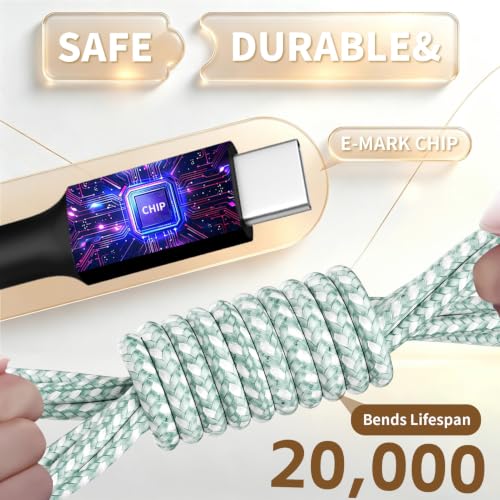 Travel USB C 4 in 2 Charging Cords,Four Type C Ports Mulit Charging Cable - color: Pastel Mint Green