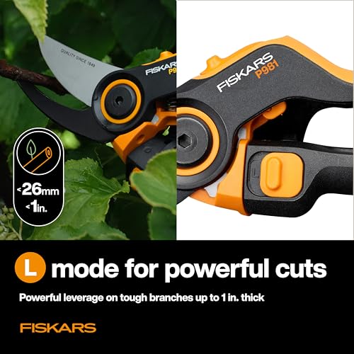 Fiskars DualAction 2-in-1 Bypass Pruners, 1" Cut Capacity Garden Clippers - size: DualAction