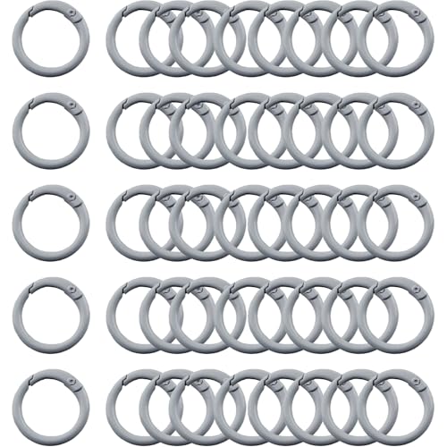 Carabiner Clip 48Pcs Grey Metal Key Ring Clip Circle Keychain Rings Bulk Spring O Ring Round Cute Carabiner Spring Snap Hook Key Chain Clips for DIY Keychain Bag Charm Handbag Purse Dog - color: Grey
