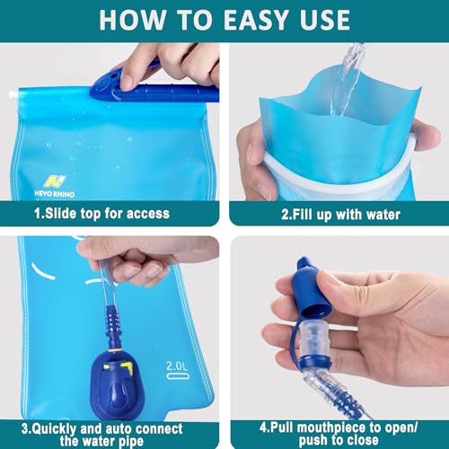 N NEVO RHINO Hydration Bladder 1.5L-3L Kit, Water Bladder for Running Vest - color: 2L-Blue