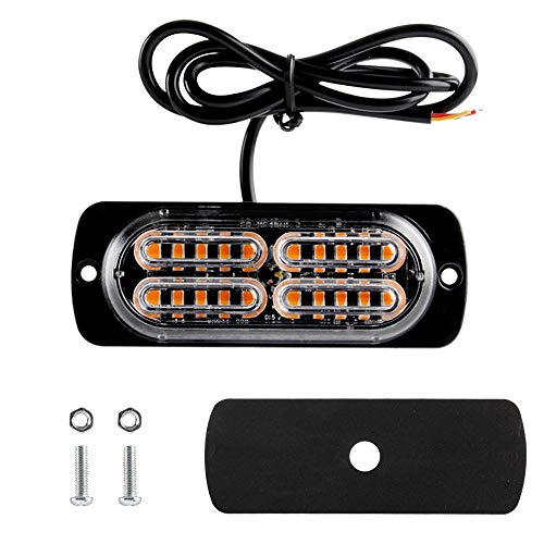 12-24V 20-LED Super Bright Emergency Strobe Warning Caution Hazard Construction Waterproof Flashing Strobe LED Light Bar Surface Mount for Car Truck SUV Van (Amber) - color: Amber
