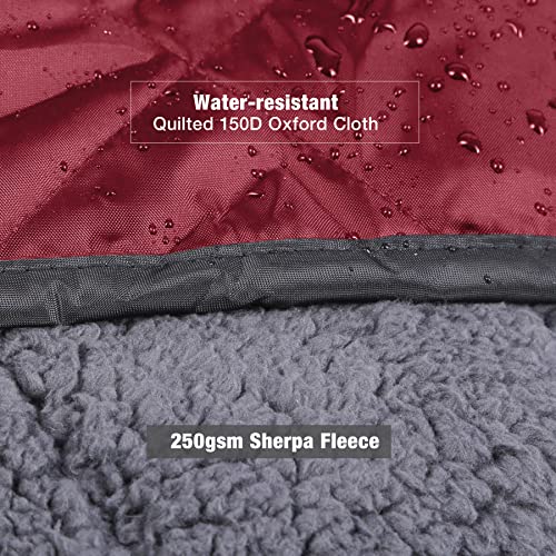 REDCAMP Large Camping Blanket with Sherpa Lining, Wine Red 79"x59" - color: Red, size: 59"x 79"