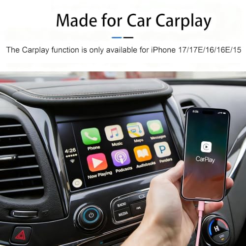 Abysssea 6FT Pink Cute iPhone 17/16/15 Car Carplay Cable, USB C Cord | for iPhone 17/16/15 Pro Max,17E/16E/Plus, USB A to USB C Cable for iPad 10th/11 Gen,iPad Pro 12.9,Air 5th/4th Charging Cord - color: Pink, size: 6FT, style: USB A to USB C (for 17/16/1