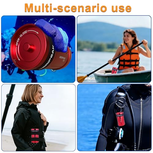 Neripeak-XL Waterproof PLB Container Car Key Case 429 FT IPX8 Rugged Aluminum Personal Locator Beacon Credit Card Wallet Capsule for Scuba Diving & Watersports, Buoyant Dry Box - color: Red
