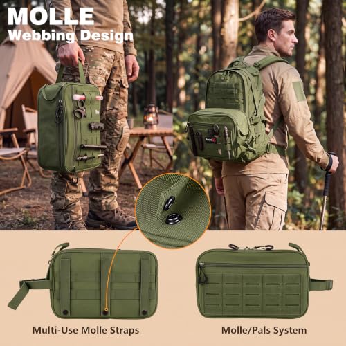 bvya Tactical Toiletry Bag Hygiene Bag Travel shower Bag EDC Utility Molle Tool Pouch Shaving Kit Bag for Men - color: Green
