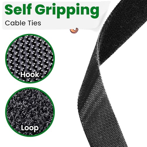 ECOHomes 1/2 Inch x 75 FT Double Sided Hook and Loop Roll Tape (Black) | Two Sides, Self Stick, No Adhesive, Reusable, Cable Ties Wrap for Cable Management, Heavy Duty, Extender Straps, Wire Strips - color: Black, size: 1/2 In x 75 FT