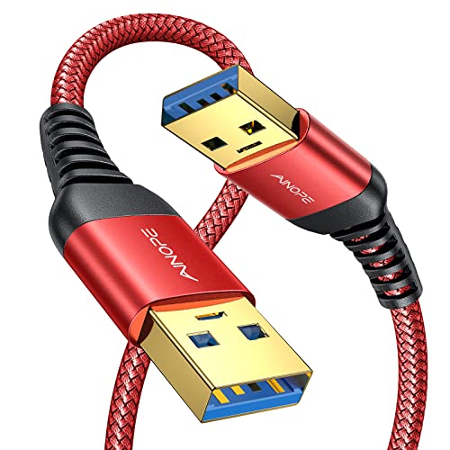AINOPE USB to USB Cable, 6.6FT*1Pack USB 3.0 A to A Male to Male Cable [Never Rupture] Double End Type A Cord for Data Transfer, Compatible with Hard Drive Enclosures, Laptop Cooler, KVM, DVD Player - color: Red, size: 6.6FT