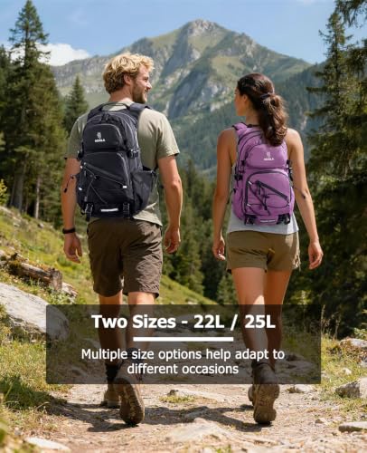 NOOLA Hydration Hiking Backpack with 3L Water Bladder for Women and Men - color: Purple, size: 25 Liters