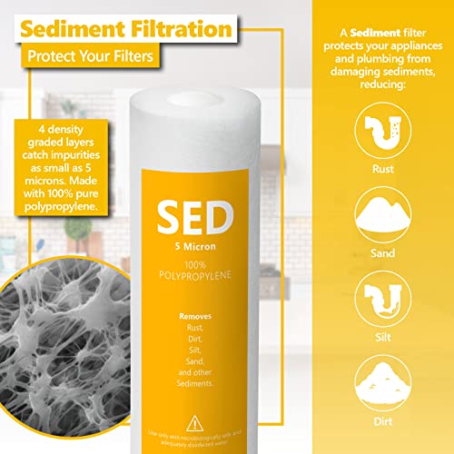 Express Water Reverse Osmosis System Filter Set, 22 Filters, 100 GPD | Includes 10 Inch Size Filters, Carbon GAC ACB PAC, Sediment SED, Alkaline, UV, Reduces Up to 99.99% Impurities - size: 2 Years, style: 100 GPD
