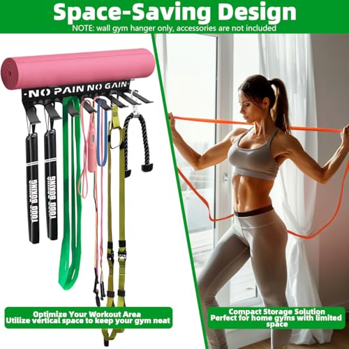 Home Gym Accessories Organization Storage Rack Equipment For Home 8 Hook Wall Hanger Display Gear Barbells Resistance Bands Jump Ropes Lifting Belt Hanger Accessories Hardware Included - color: Yoga Rack