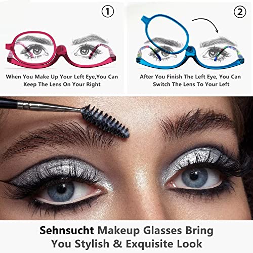 Sehnsucht 2 Pairs Eye Make Up Reading Glasses Womens Magnifying Cosmetic Readers Rotating Makeup Glasses for Women