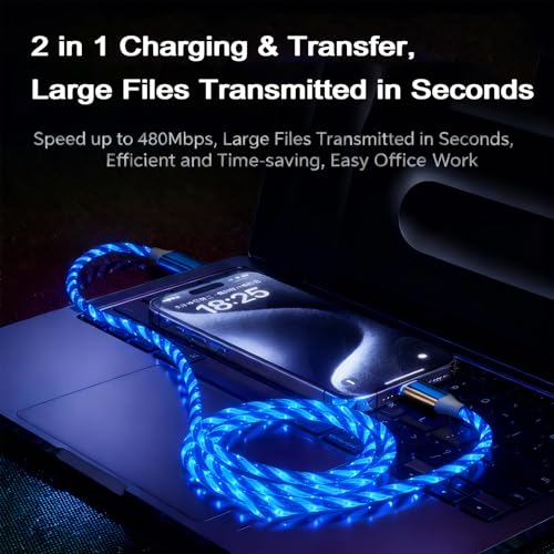 USB Cable PD Fast Charger Lighted Up (USB C TO C Starry Blue)Mobile phone data cable, charging cable, supports data transfer, 39-inch, TPE material, compatible with almost all Type-C devices. - color: USB C TO C Starry Blue