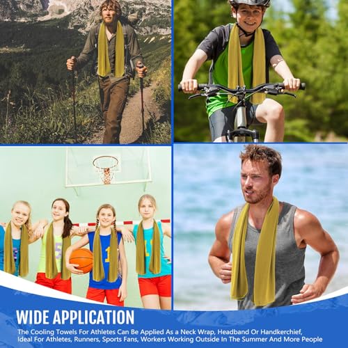 Hosuly 6 Pack Cooling Towel 40" X 12", Cool Neck Wrap,Yellow | Cooling Rag for Neck and Face, Ice Breathable Chilly Towels, Portable Bag, Quick Cooling for Hot Weather - color: Yellow