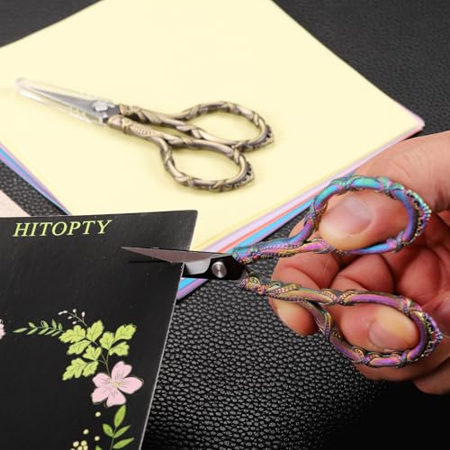 Small Sewing Scissors, Sharp Tip Precision Shears with Cover | All Purpose, for Embroidery, Needlework, Detail Threading, Cross Stitch, Crochet, Craft DIY, Paper Cutting, 4.5in Rainbow - color: Rainbow