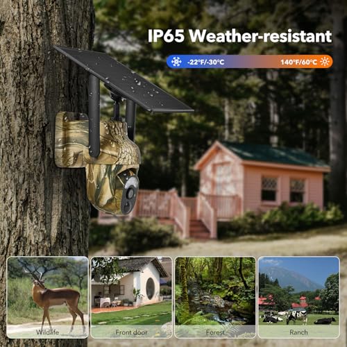 4G LTE Cellular Trail Camera, Built-in SIM Card, Solar Powered Game Camera | 2K Night Vision, No WiFi Needed, 360° Live Streaming, Motion Activated, Remote Access, for Wildlife&Hunting, IP65 Waterproof
