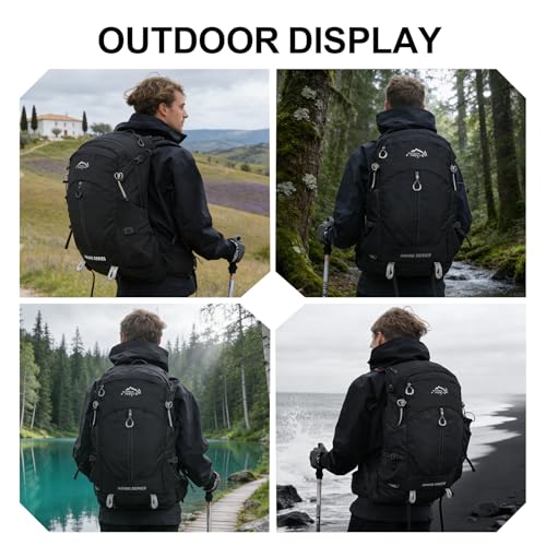 IX INOXTO Hiking Backpack, Camping Backpack, 30L Waterproof Hiking Daypack with 3L Water Bladder and Rain Cover (black) - color: Black