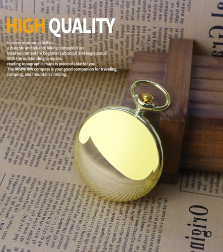 Brass Waterproof Golden Keychain Compass - Vintage Antique Design for Kids, Boy Scouts & Hiking - Survival Orienteering & Navigation Gear