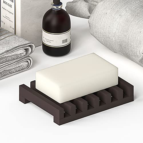 Topsky 2Pcs Soap Dish Holder, Non-Slip Bathroom Accessories Silicone Soap Case Saver, Sink Deck Bathtub Shower Dish Soap Drainer, Silicone Holder for Soap, Sponges, Scrubber (Brown) - color: Brown