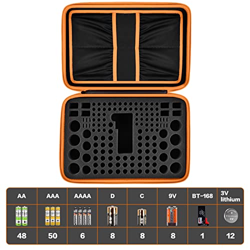 Comecase Battery Organizer Case for 140+ Batteries with Tester - size: large 140+batteries