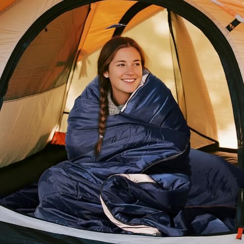 REDCAMP Cotton Flannel Sleeping Bag for Camping Backpacking, Adults Cold Weather Envelope Sleeping Bags with 2/3/4/6lbs Filling - color: Midnight Blue with 2lbs Filling