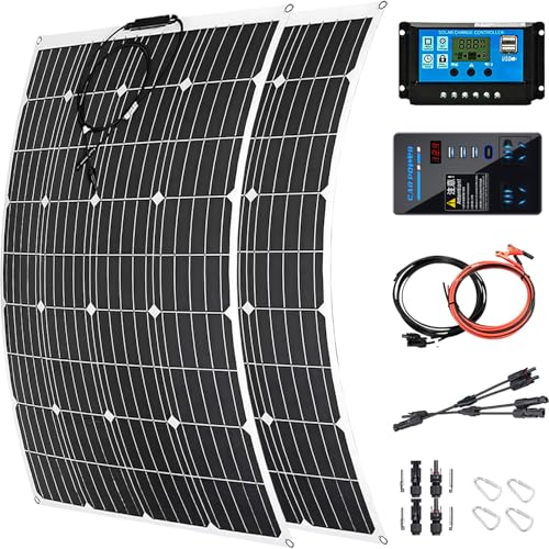 1000 Watt Solar Panel Kit, with Inverter & Charge Controller(40A) 2pcs 500 Watt Flexible Monocrystalline Solar Panel kit Photovoltaic Module for 12-48V Battery Charging Car Battery Camper RV - color: Snow-white