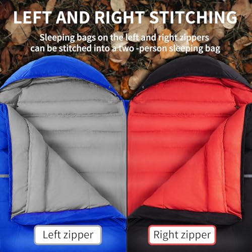 Down Sleeping Bag for Adults, 600 Fill Power Ultralight Backpacking | 600 Fill Power Down,Compact Carry,Ultralight Trail Use,Camping Hiking Backpacking,Cold and Warm Weather Use - color: RoyalBlue, size: 3.31 lb Down Filling