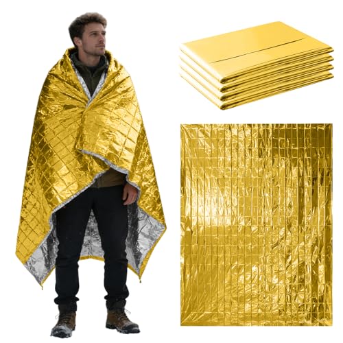 82.6x56in Emergency Blankets Mylar Thermal Blanket Survival Blankets for Heavy Duty Camping Gear,First Aid(4Pack-Gold) - color: 4pack-gold